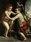CAGNACCI, Guido Baptist as children Spain oil painting artist